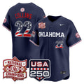 Collins Oklahoma Sooners USA 250 Fourth of July Vapor Premier Limited Jersey - National Champions Patch - All Stitched