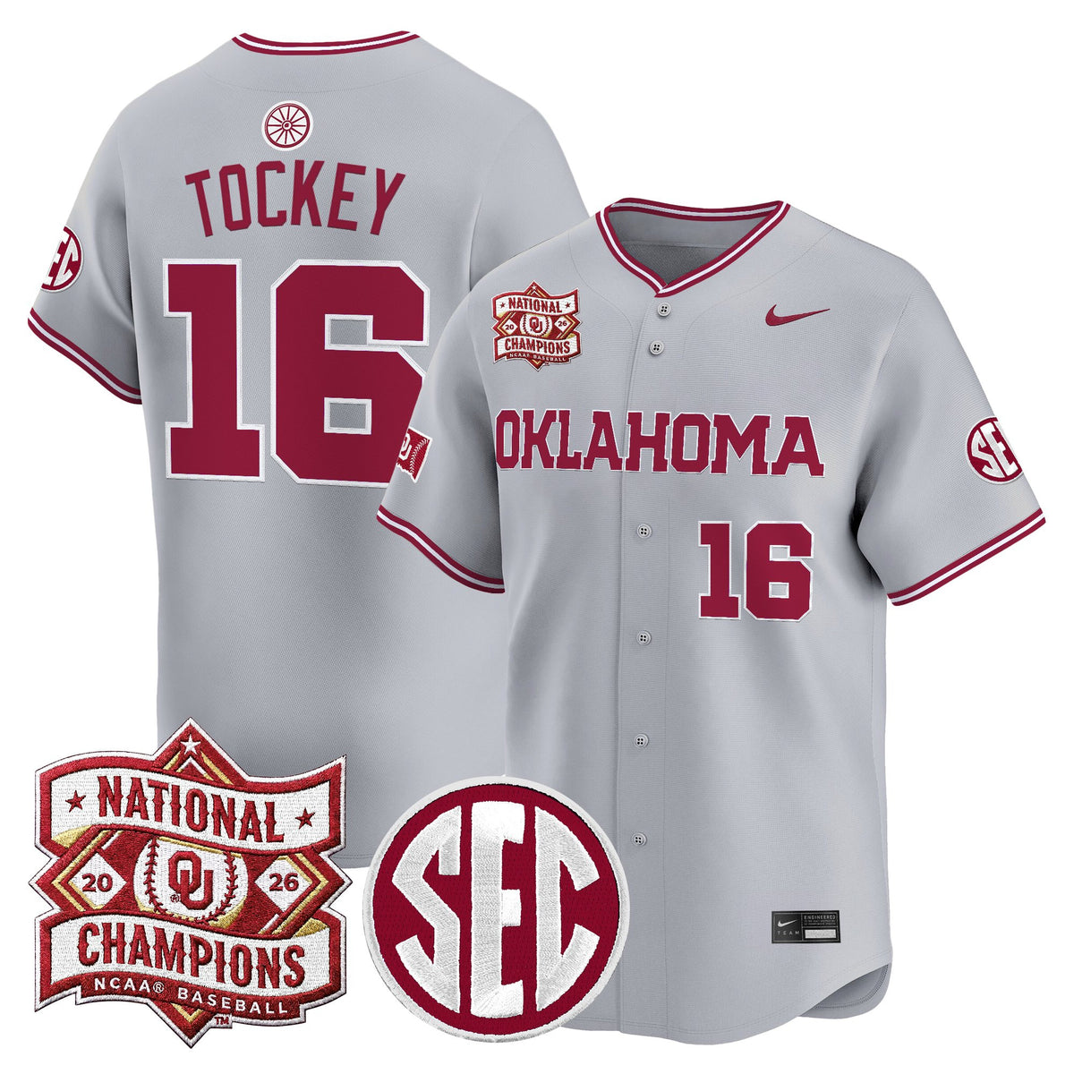 Men's Oklahoma Sooners 2026 National Champions Patch Vapor Premier Limited Jersey V2 - All Stitched