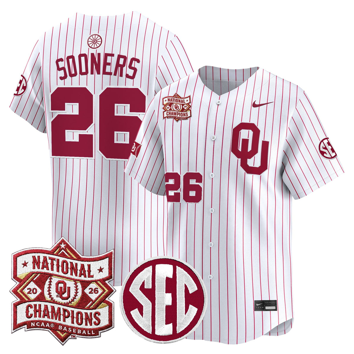 Men's Oklahoma Sooners 2026 National Champions Patch Vapor Premier Limited Jersey V2 - All Stitched