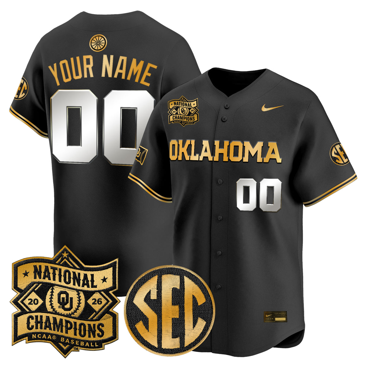 Oklahoma Sooners 2026 National Champions Patch Vapor Premier Limited Custom Jersey V2 - All Stitched