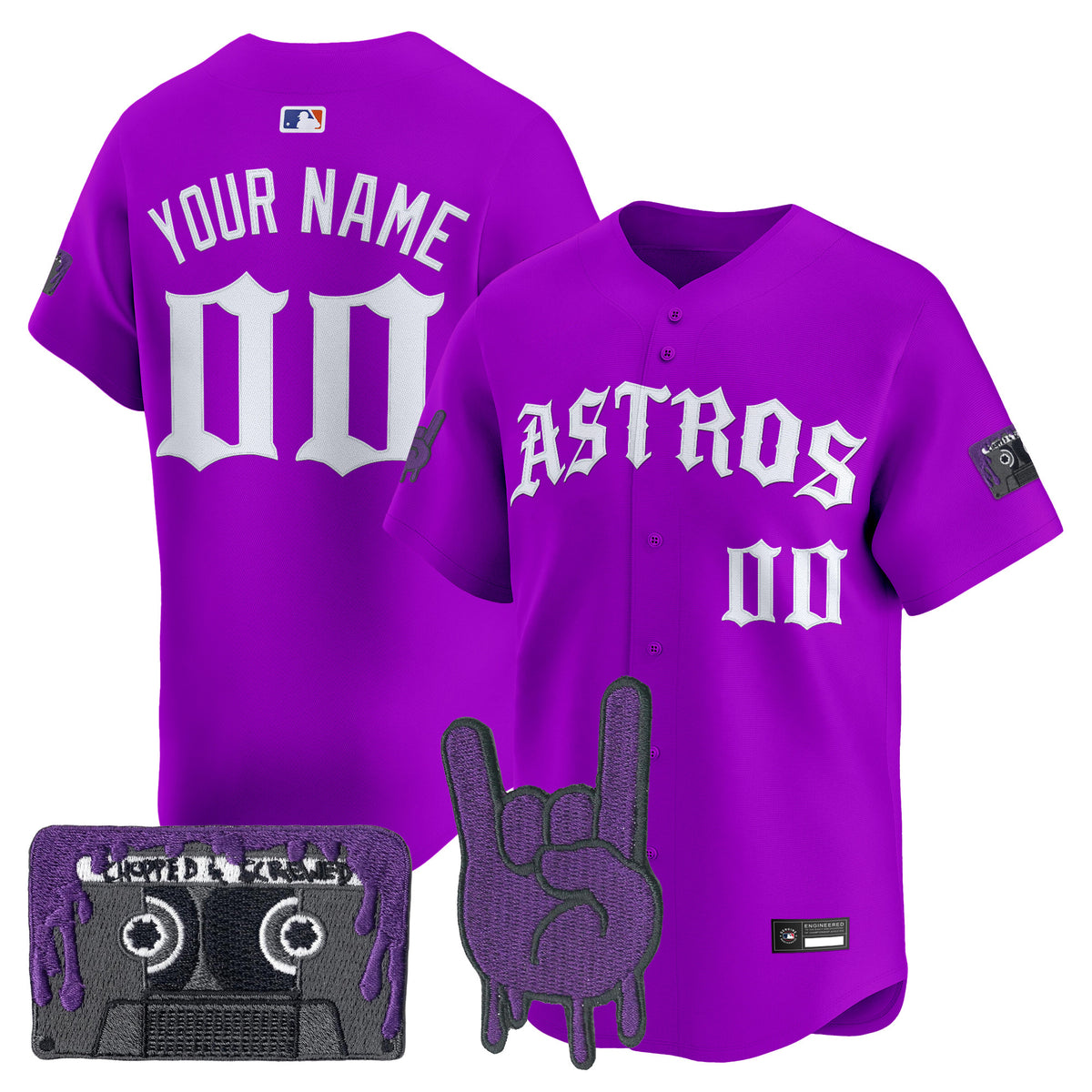 Houston Astros Dj Screw Vapor Premier Limited Custom Jersey - Gothic Edition - All Stitched