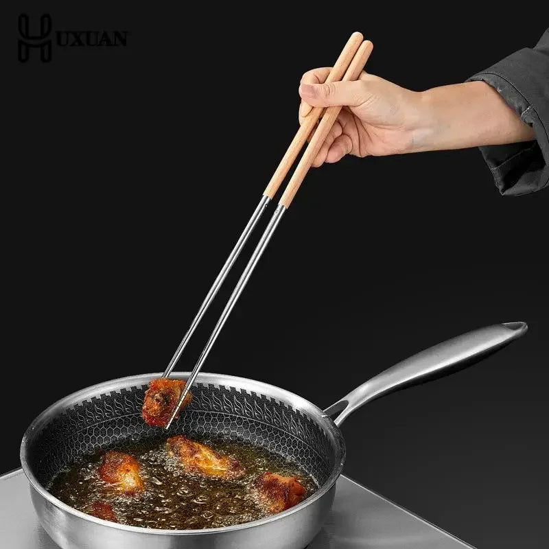 Stainless steel chopsticks, long chopsticks, for boiling noodles, hot pot, Chinese chopsticks, reusable metal chopsticks cutlery