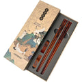 Pairs Reusable Wooden Chopsticks Set - Hand-Carved Dragon & Phoenix Design Non-Toxic Japanese Korean Chopsticks with Non-Slip Gr