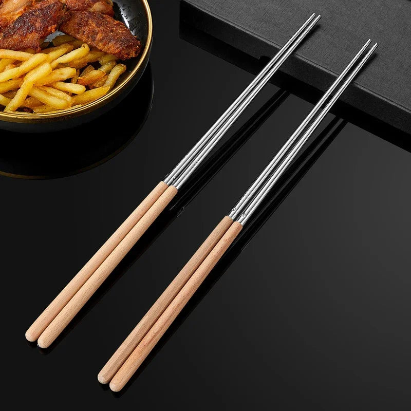 Stainless steel chopsticks, long chopsticks, for boiling noodles, hot pot, Chinese chopsticks, reusable metal chopsticks cutlery
