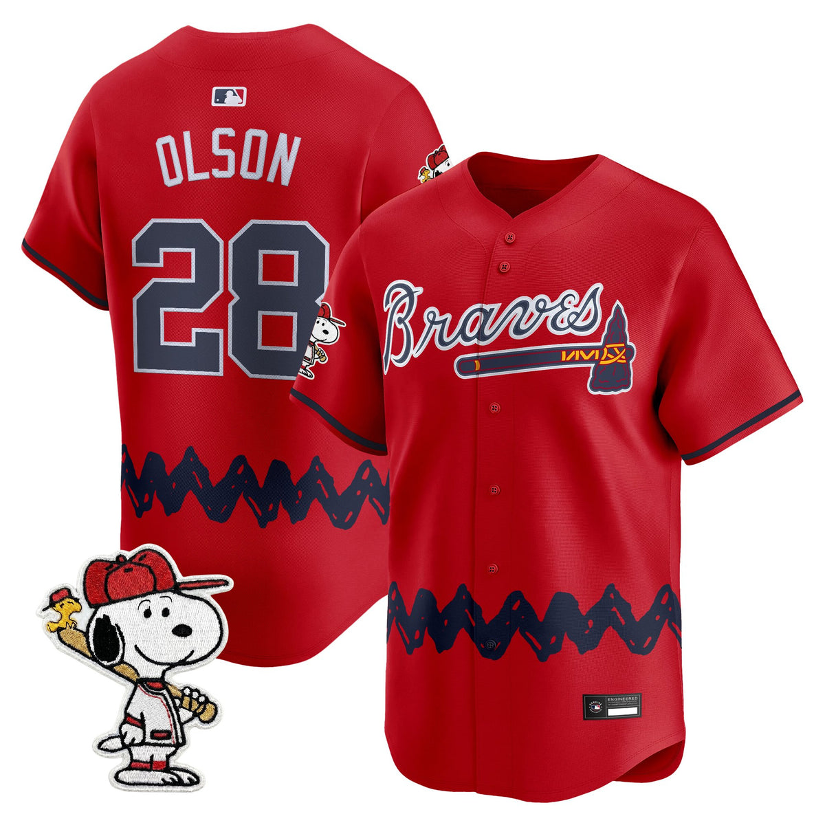 Men's Atlanta Braves x Peanuts Vapor Premier Limited Jersey - Stitched
